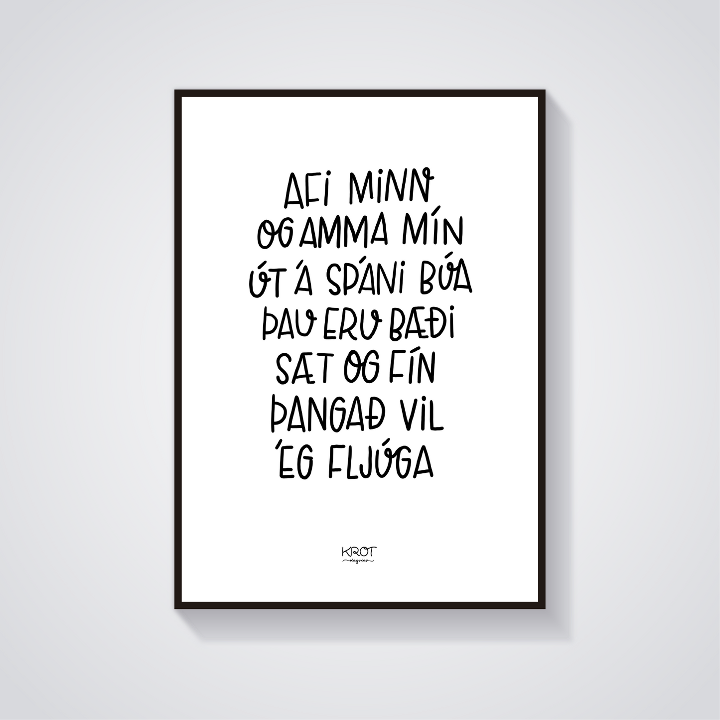 Afi minn og amma mín út á Spáni búa - stafrænt veggspjald til að prenta út
