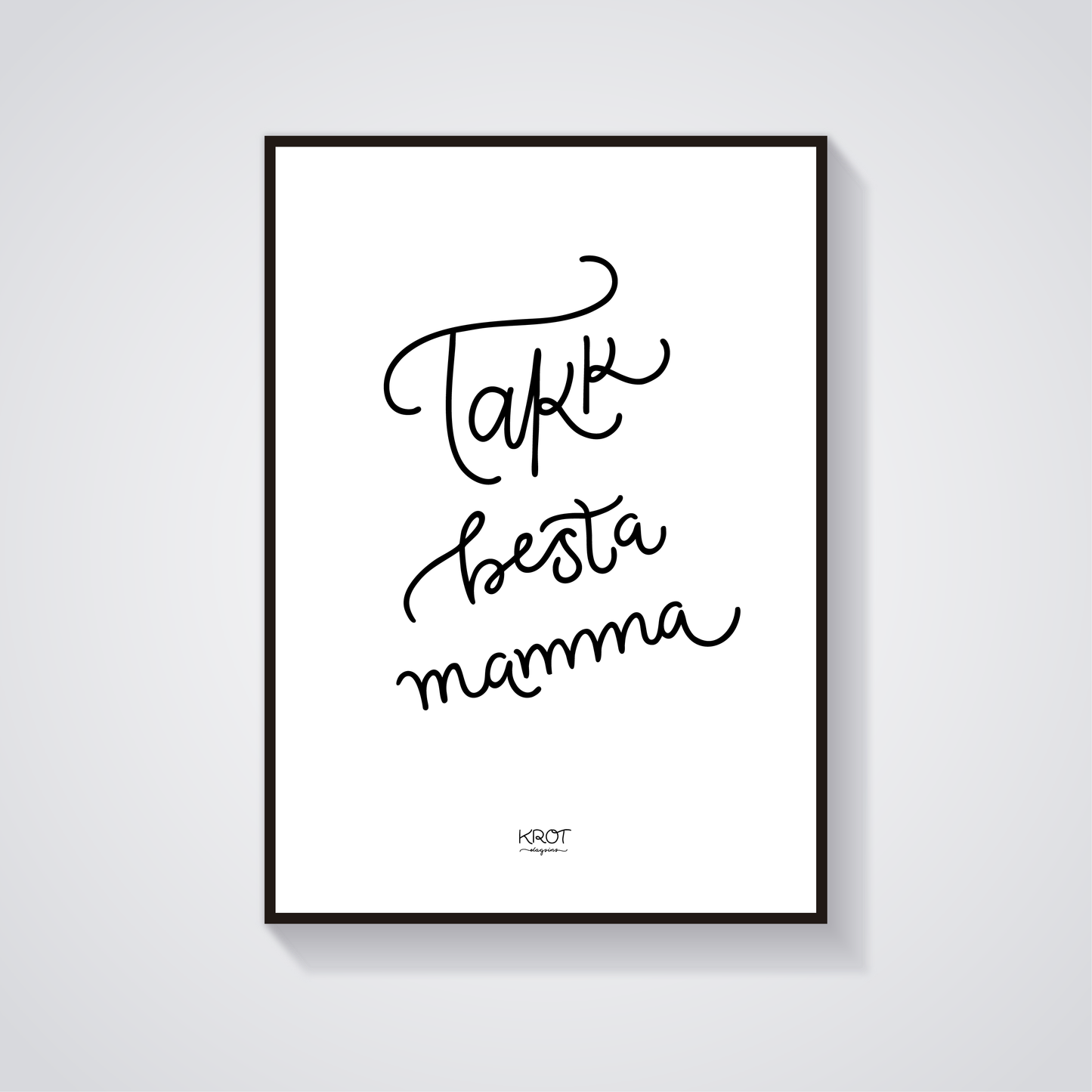 Takk besta mamma - stafrænt veggspjald til að prenta út