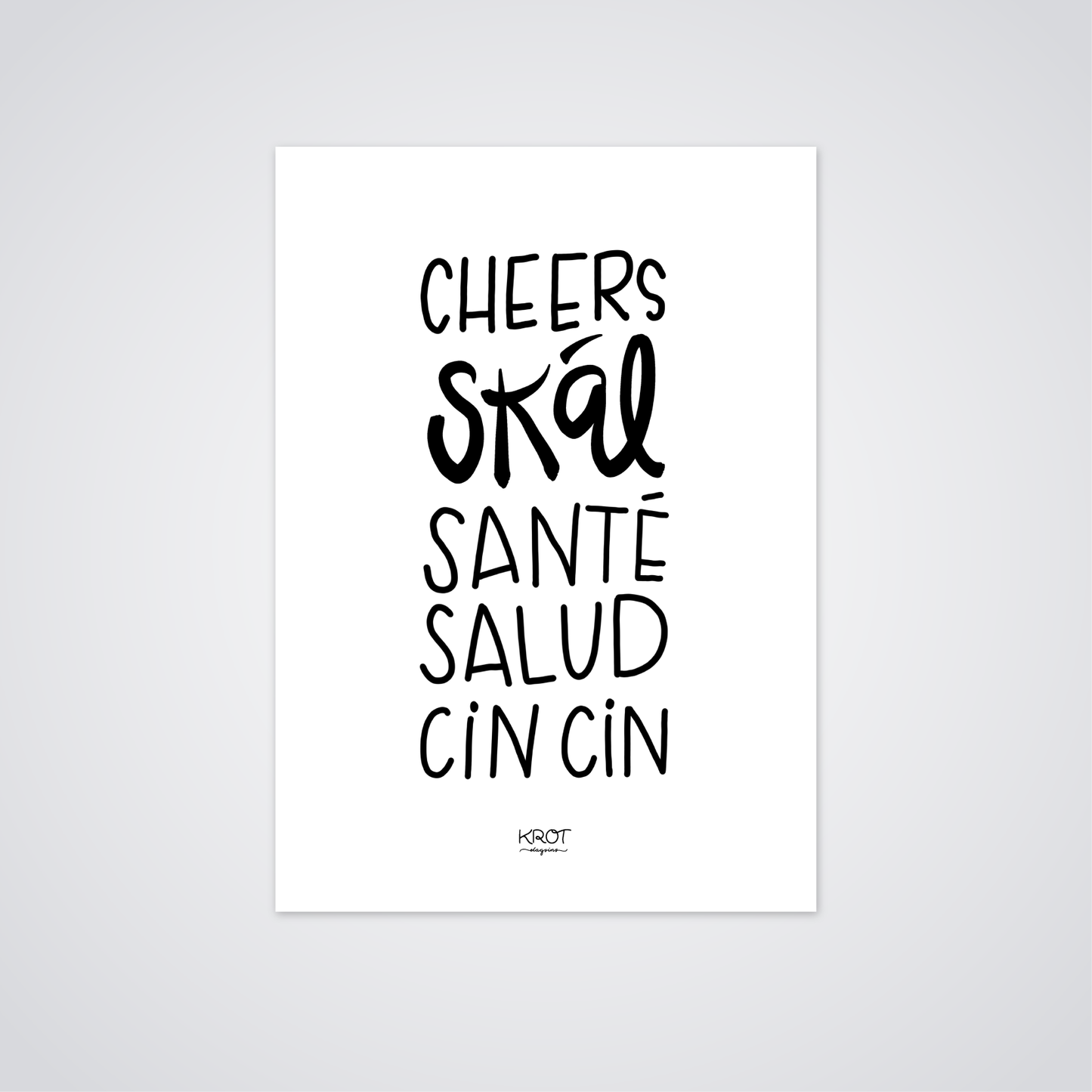 Cheers, skál, sante... - stafrænt veggspjald til að prenta út