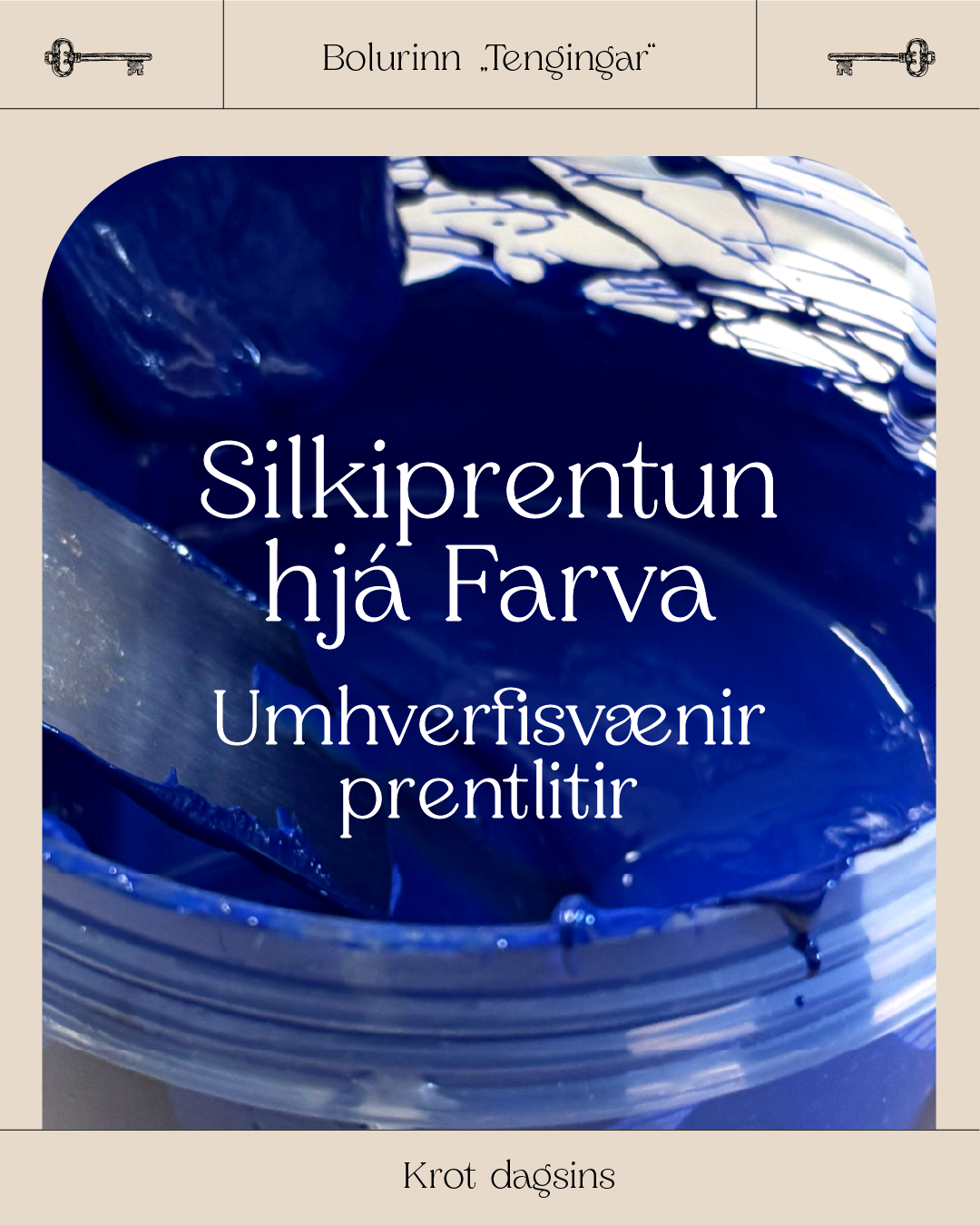 Handprentaði, silkiprentaði bolurinn „Tengingar“